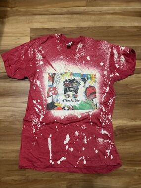 Tultex Red Bleach-Splatter #TeacherLife Graphic Tee